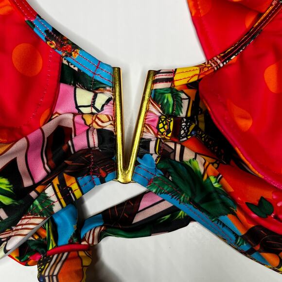 Sporlike Floral Ruffle High Waist Two Piece Swimsuit New L - Picture 5 of 10